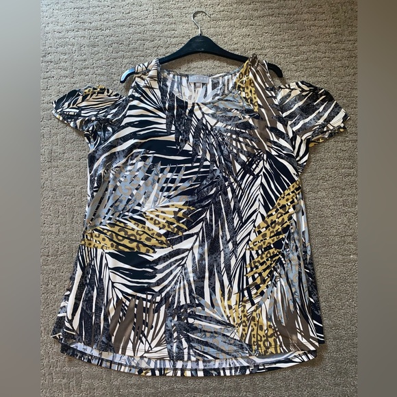Tropical & Animal Print Off The Shoulder Tee - Picture 4 of 5